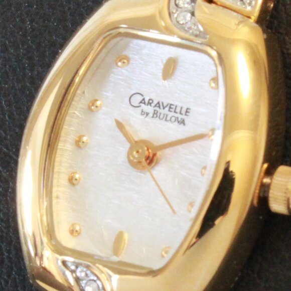 Caravelle Ladies Gold Tone Watch ½ Bangle Bracelet MOP Dial 16mm - Picture 12 of 13